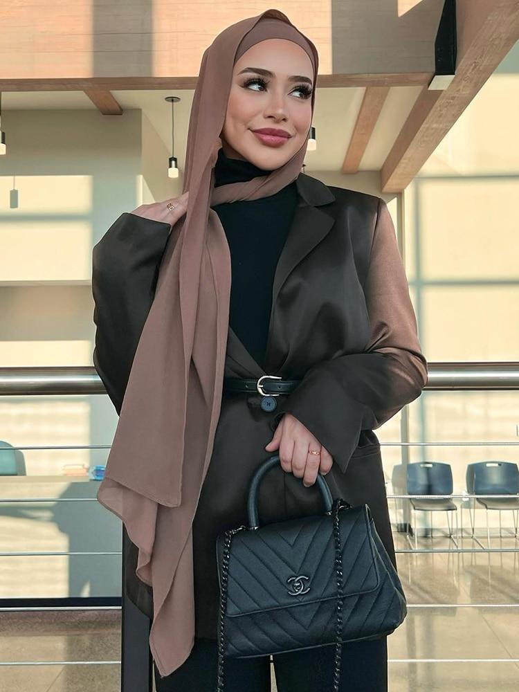 Premium Chiffon Hijab Scarf For Women Turban For Veil Scarves Muslim Hijabs For Woman Shawls For Veils Hijab Accessoires Ramadan